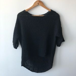 Zara Knit Italian Yarn Black Short Sleeve Sweater
